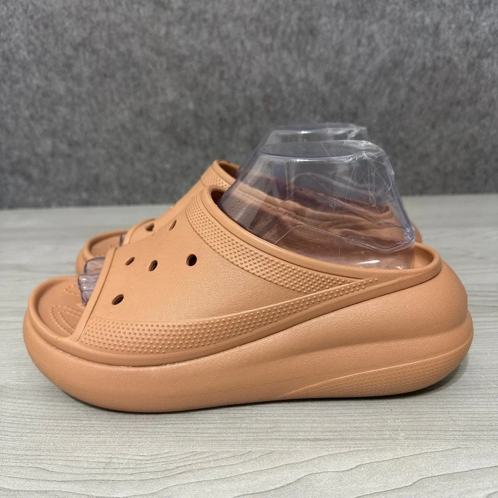 Crocs Classic Crush‎ Slide Women's Sz 9 Men's Sz 7 Bone Platform Sandals